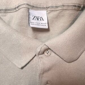 Zara Men's Light Beige Polo Shirt .